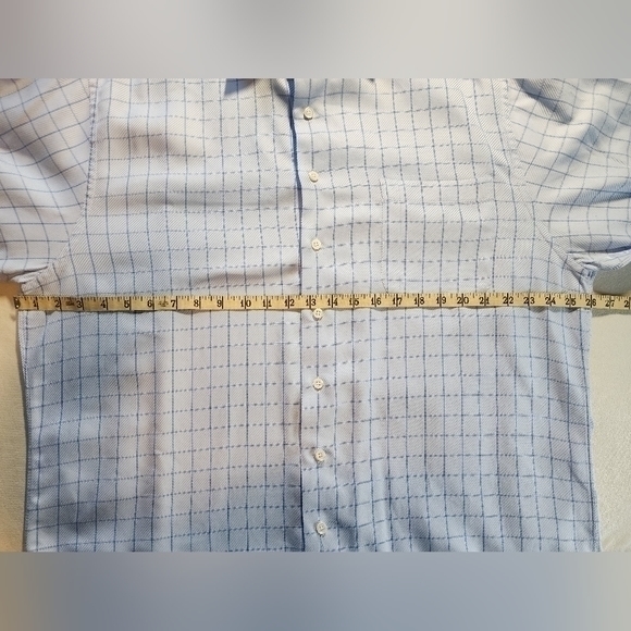 Coppley Men's Blue Check Pattern Button Down Point Collar Tailor Made Shirt - Picture 10 of 16